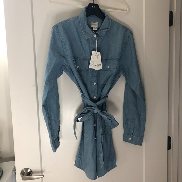 Guess Oversized Chambray Mini Denim Dress - Picture 6 of 8